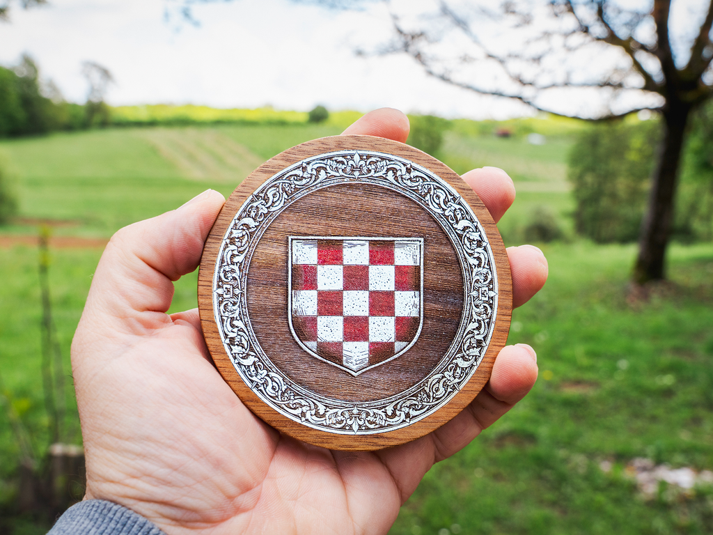 Croatian Coat of Arms – One-Colour Painted Coaster Set