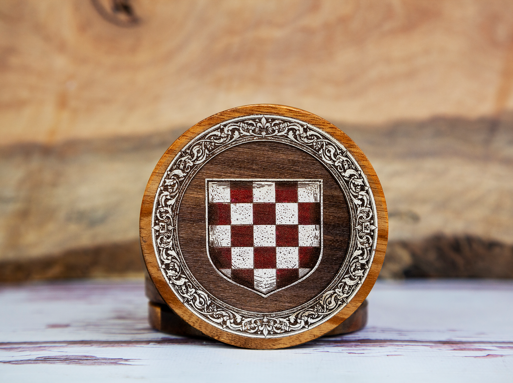 Croatian Coat of Arms – One-Colour Painted Coaster Set