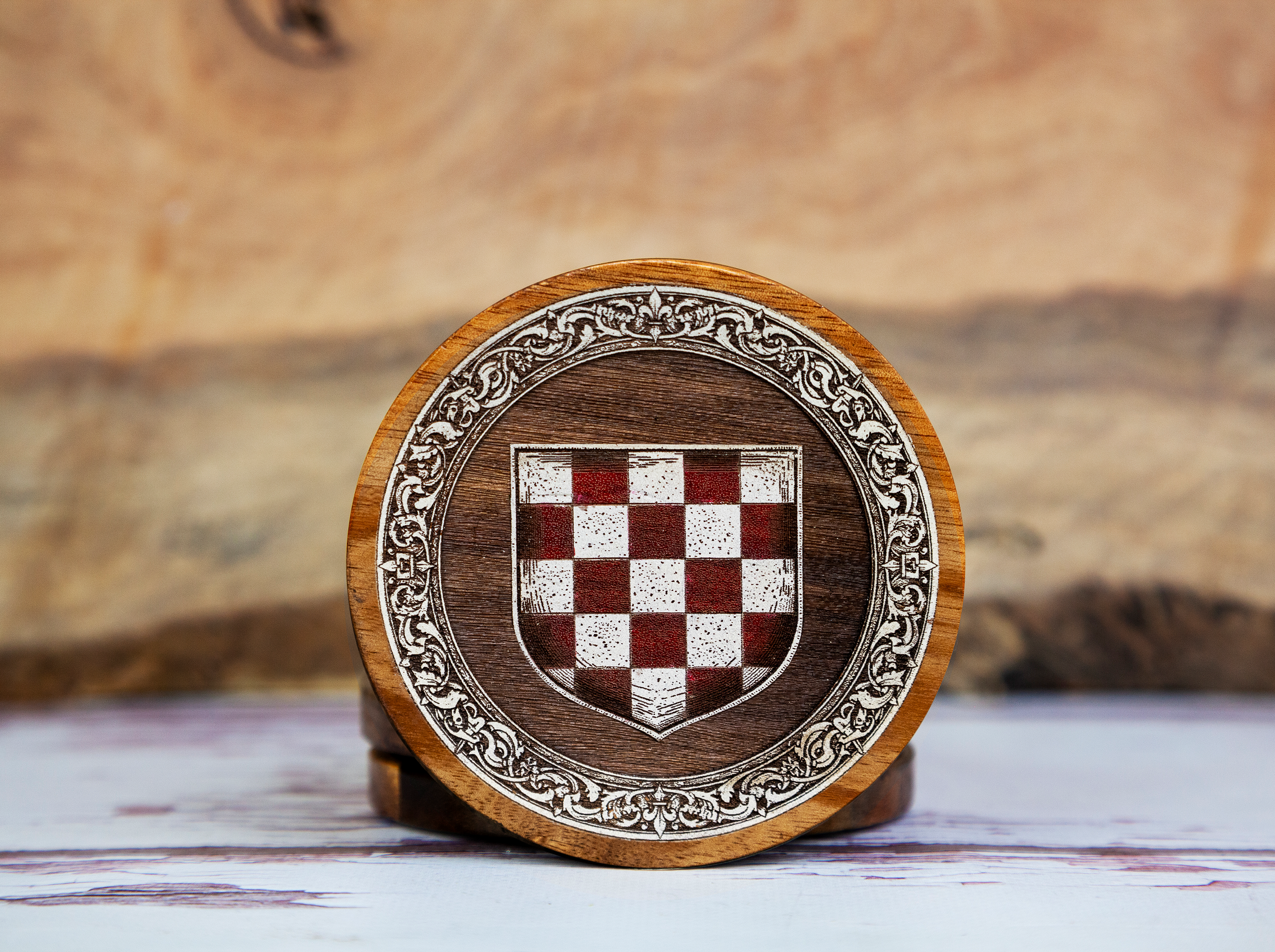 Croatian Coat of Arms – One-Colour Painted Coaster Set