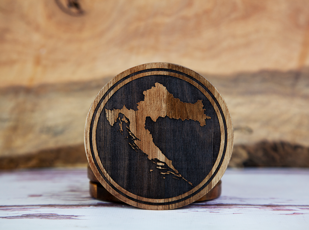 Map of Croatia – Natural Engraved Coaster Set