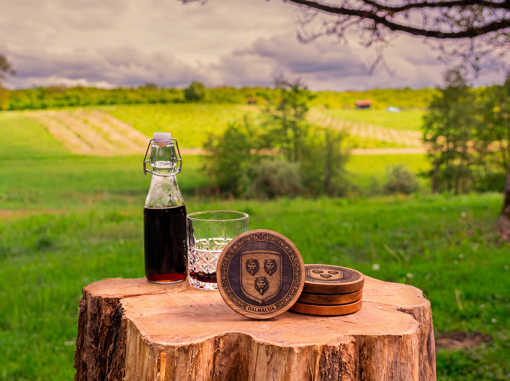 Dalmatia Coat of Arms – Natural Engraved Coaster Set