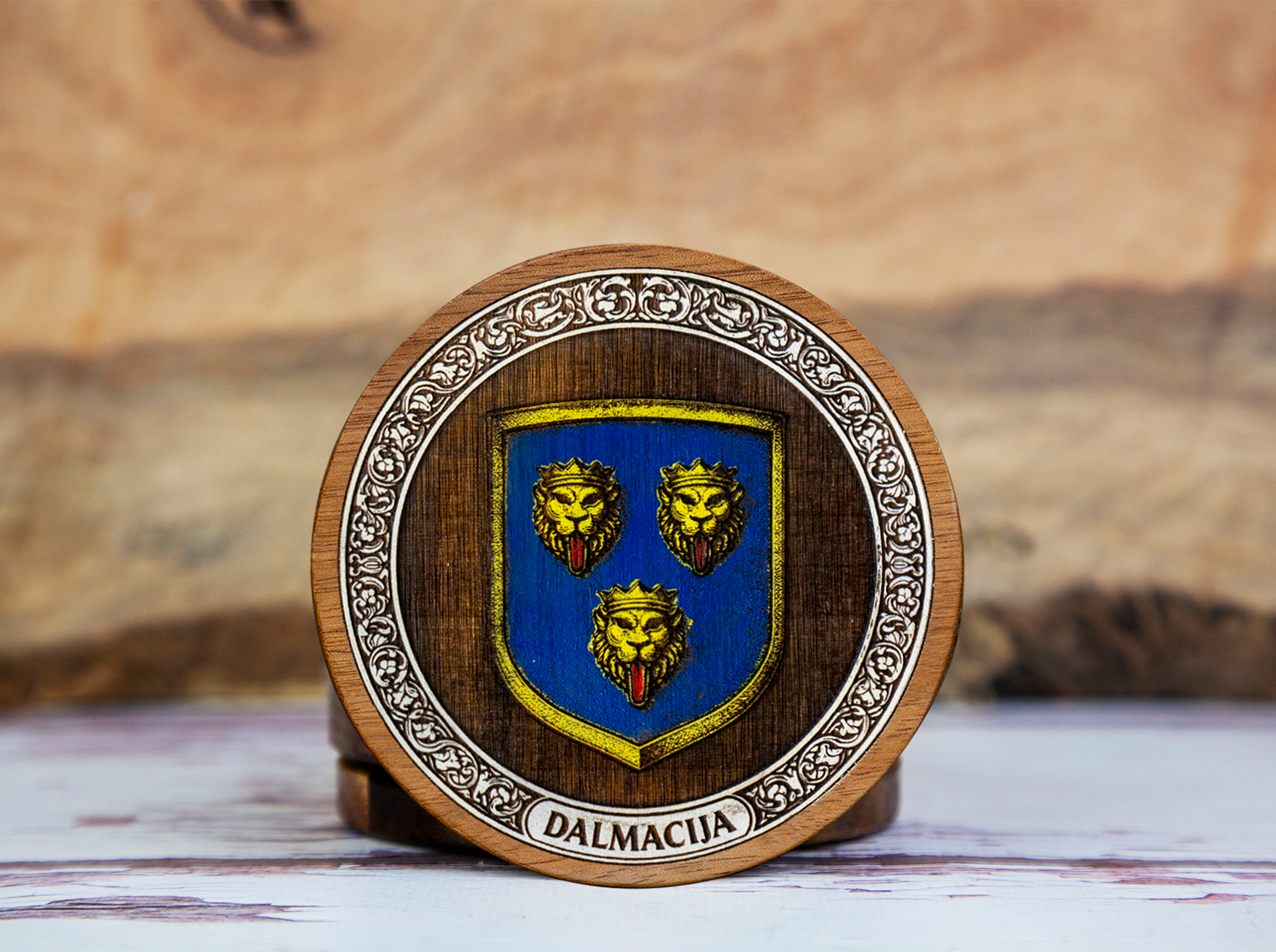 Dalmatia Coat of Arms – Full-Colour Hand-Painted Coaster Set