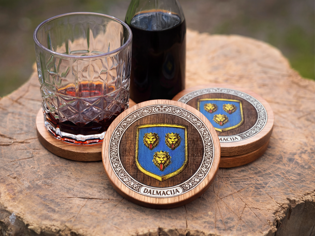 Dalmatia Coat of Arms – Full-Colour Hand-Painted Coaster Set
