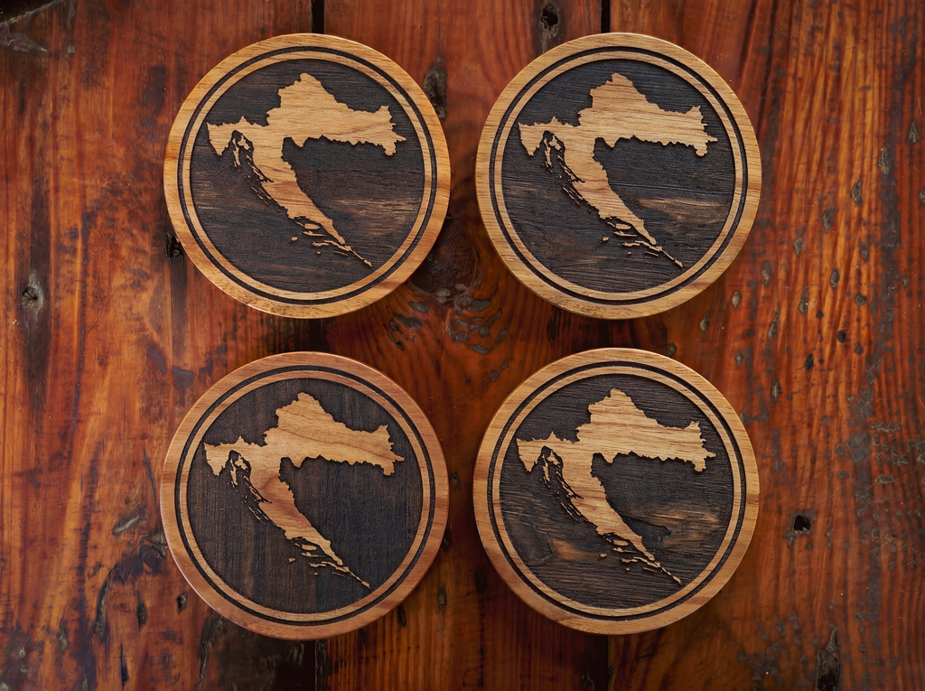 Map of Croatia – Natural Engraved Coaster Set