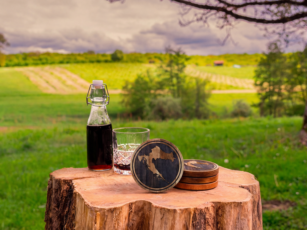 Map of Croatia – Natural Engraved Coaster Set