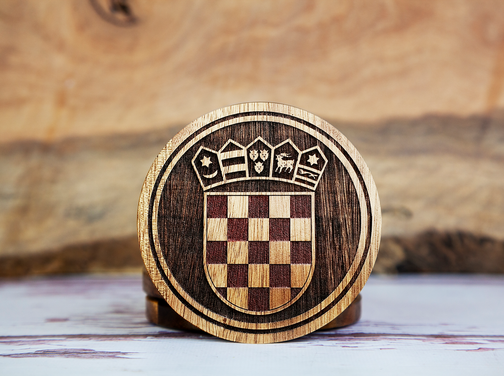 Croatian Coat of Arms – One-Colour Painted Coaster Set