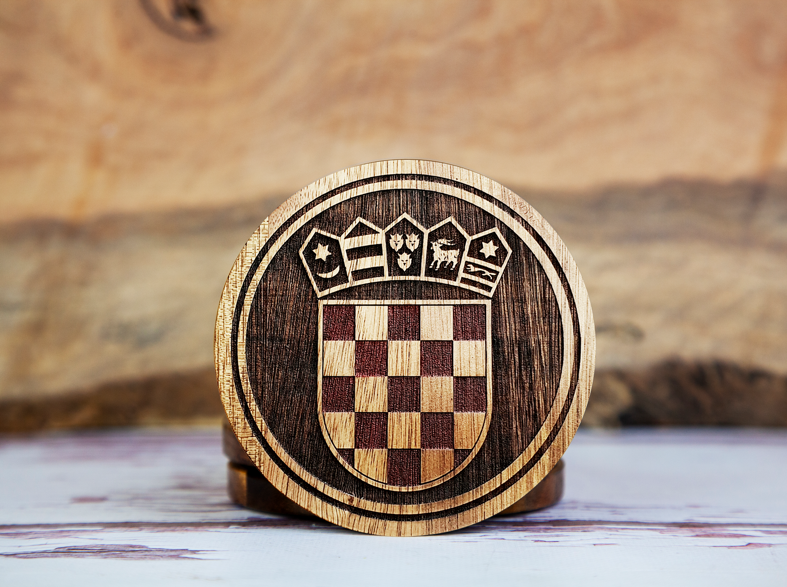 Croatian Coat of Arms – One-Colour Painted Coaster Set