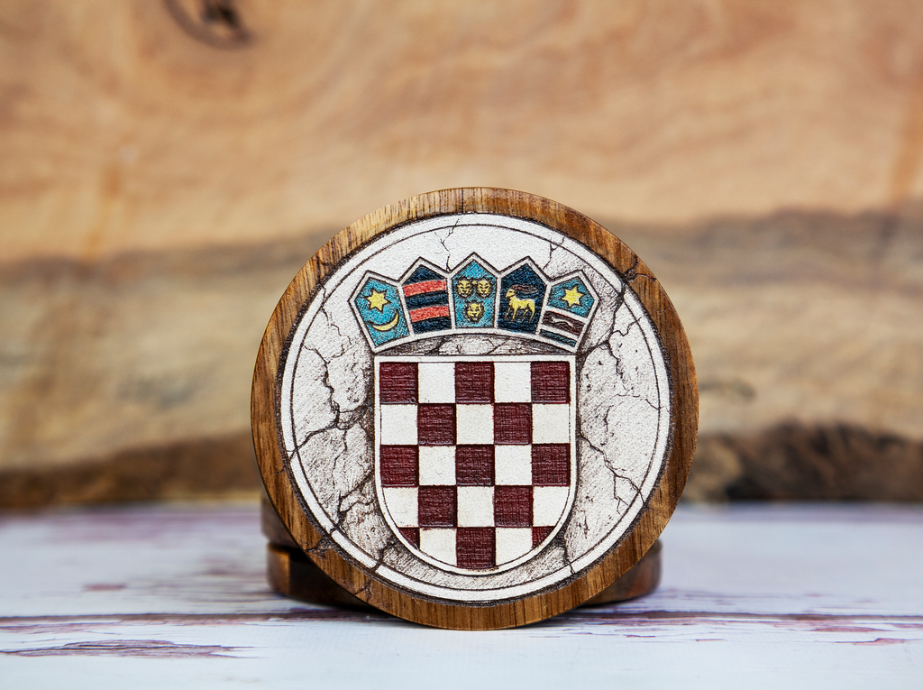 Croatian Coat of Arms – Full-Colour Hand-Painted Coaster Set