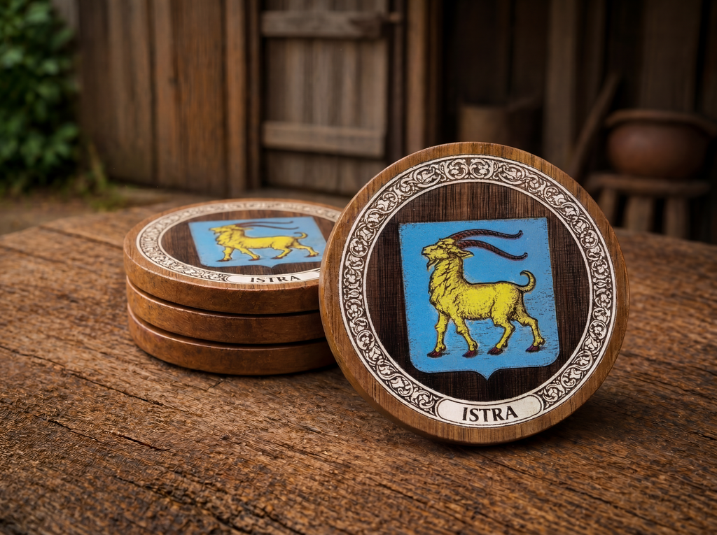 Istria Coat of Arms – Full-Colour Hand-Painted Coaster Set