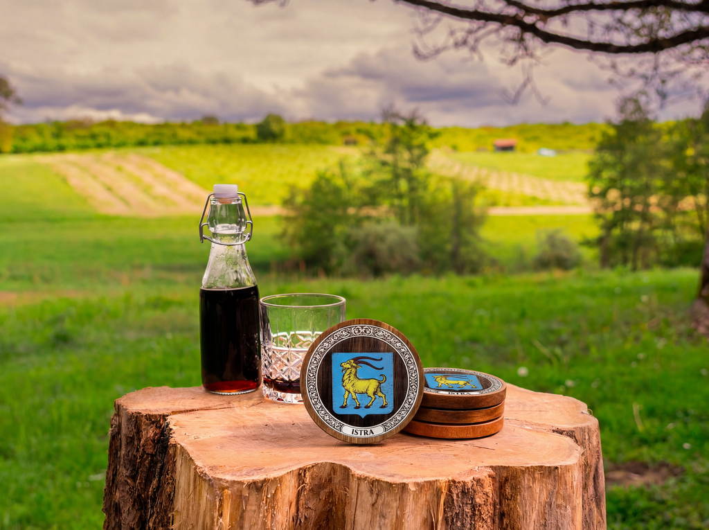 Istria Coat of Arms – Full-Colour Hand-Painted Coaster Set