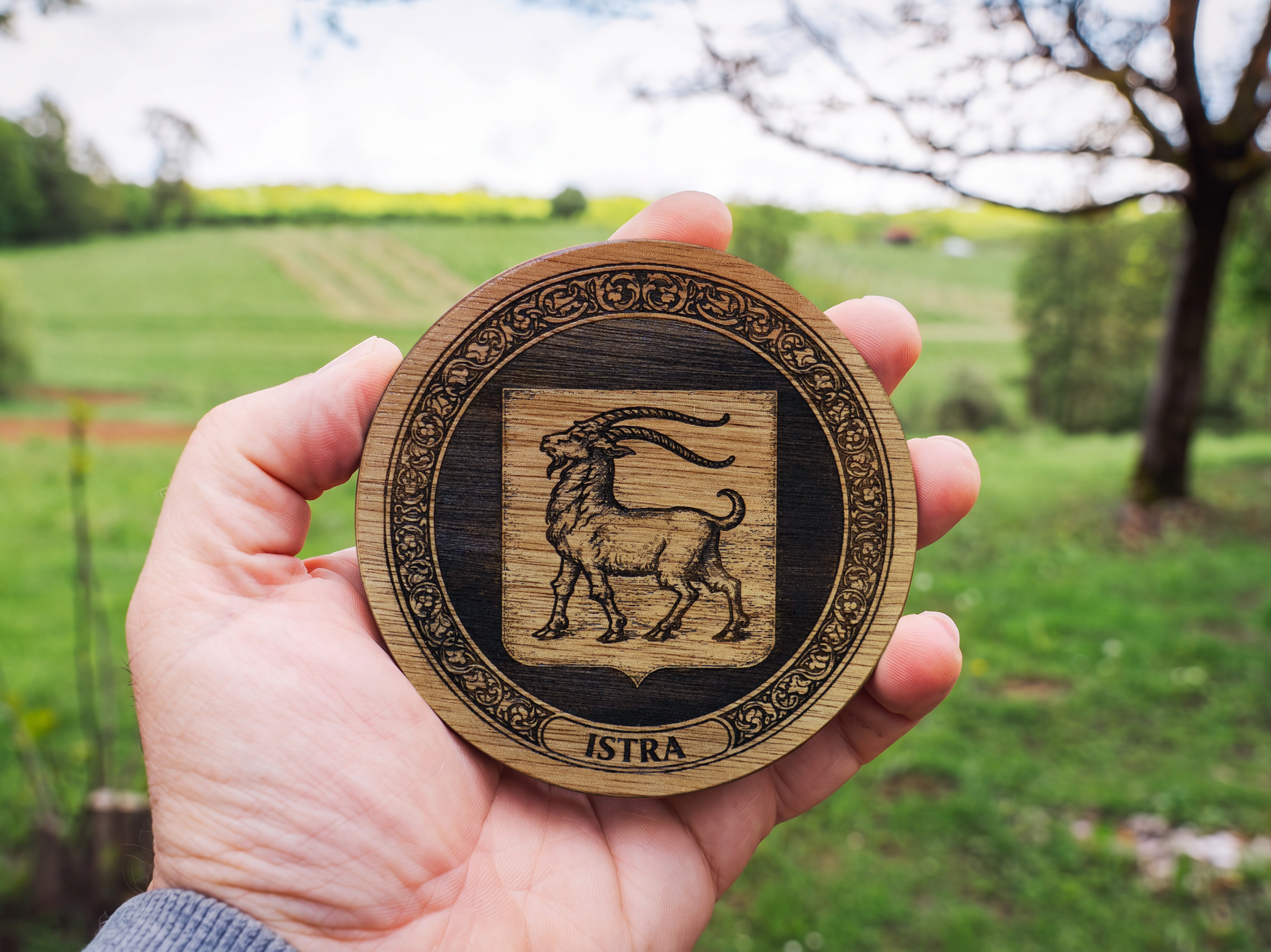 Istria Coat of Arms – Natural Engraved Coaster Set