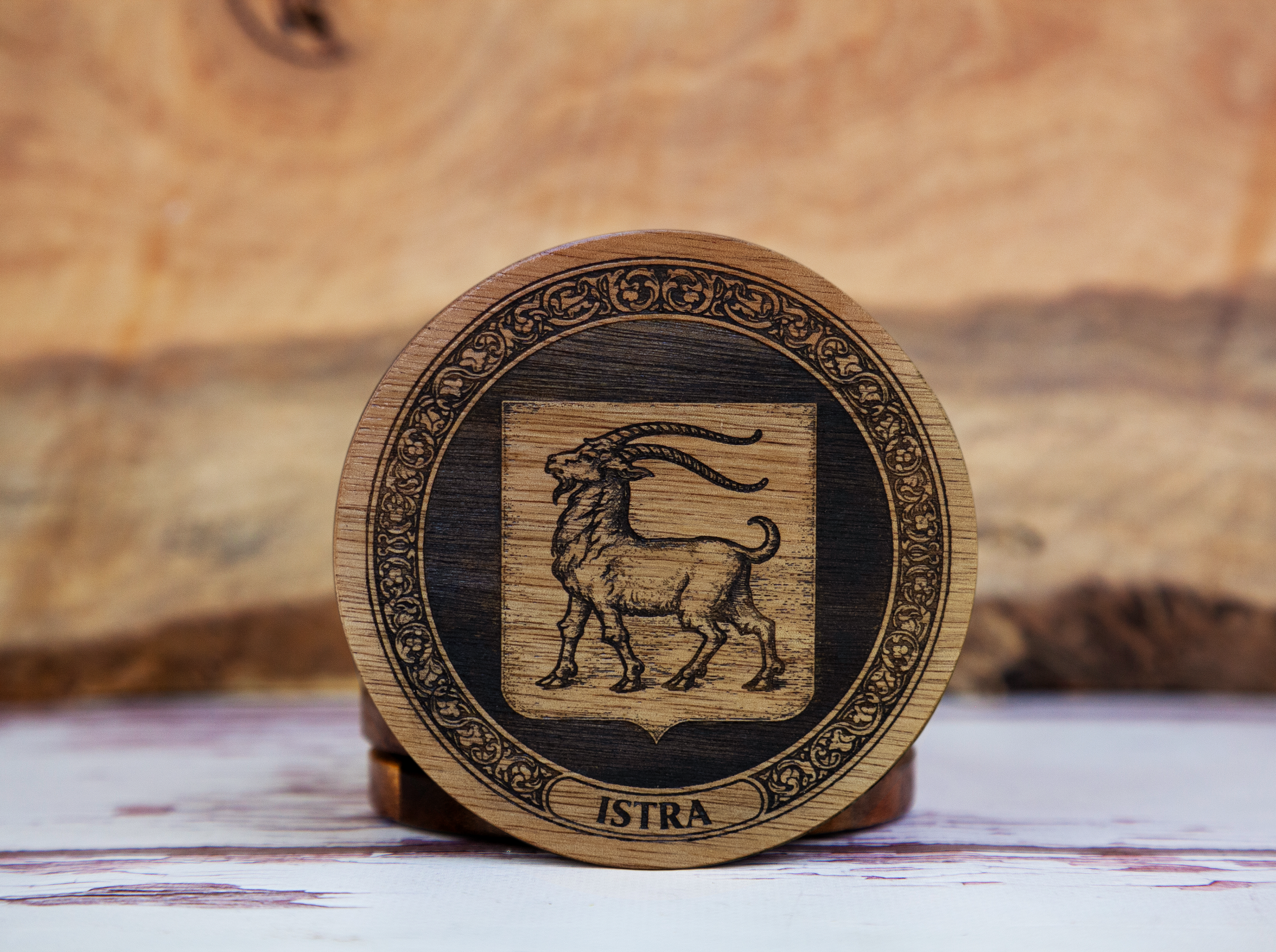 Istria Coat of Arms – Natural Engraved Coaster Set