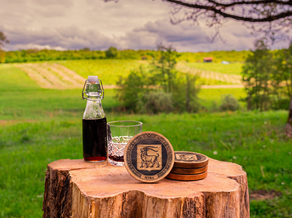Istria Coat of Arms – Natural Engraved Coaster Set