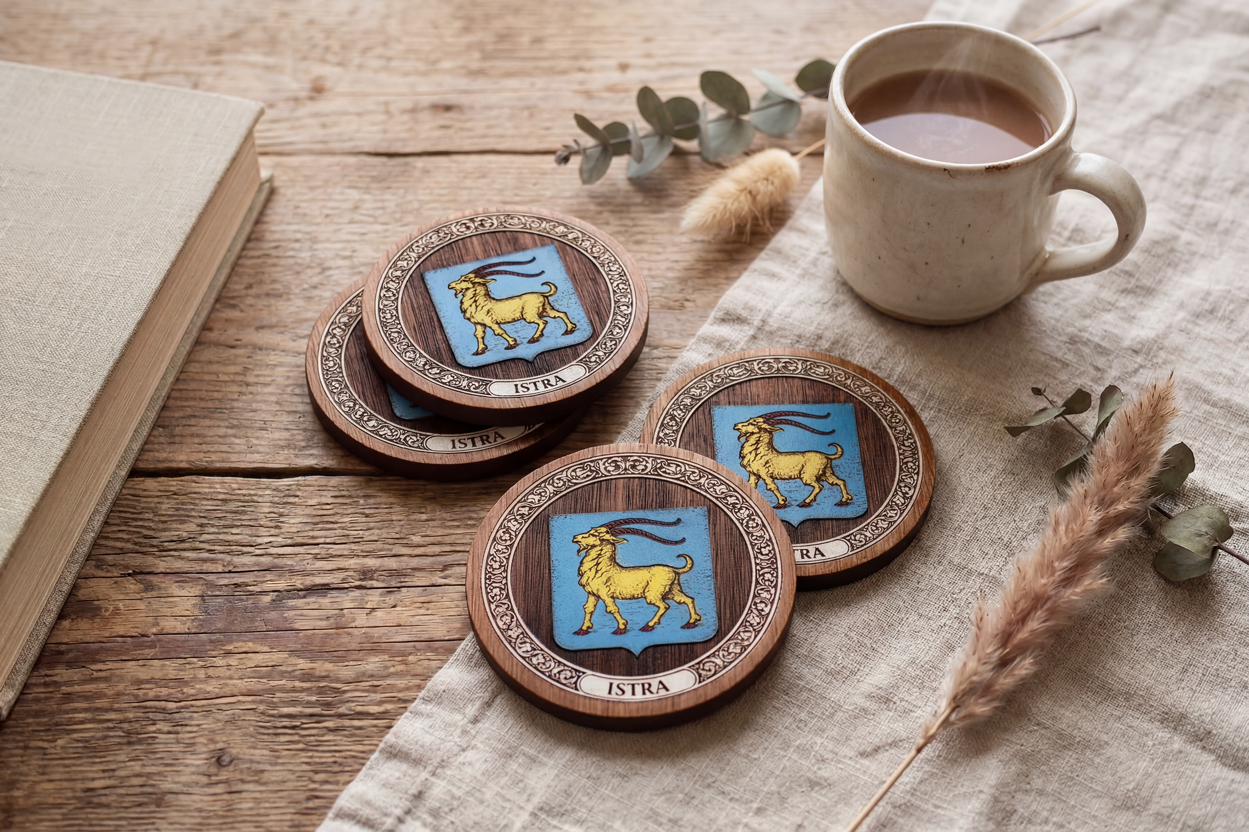 Istria Coat of Arms – Full-Colour Hand-Painted Coaster Set