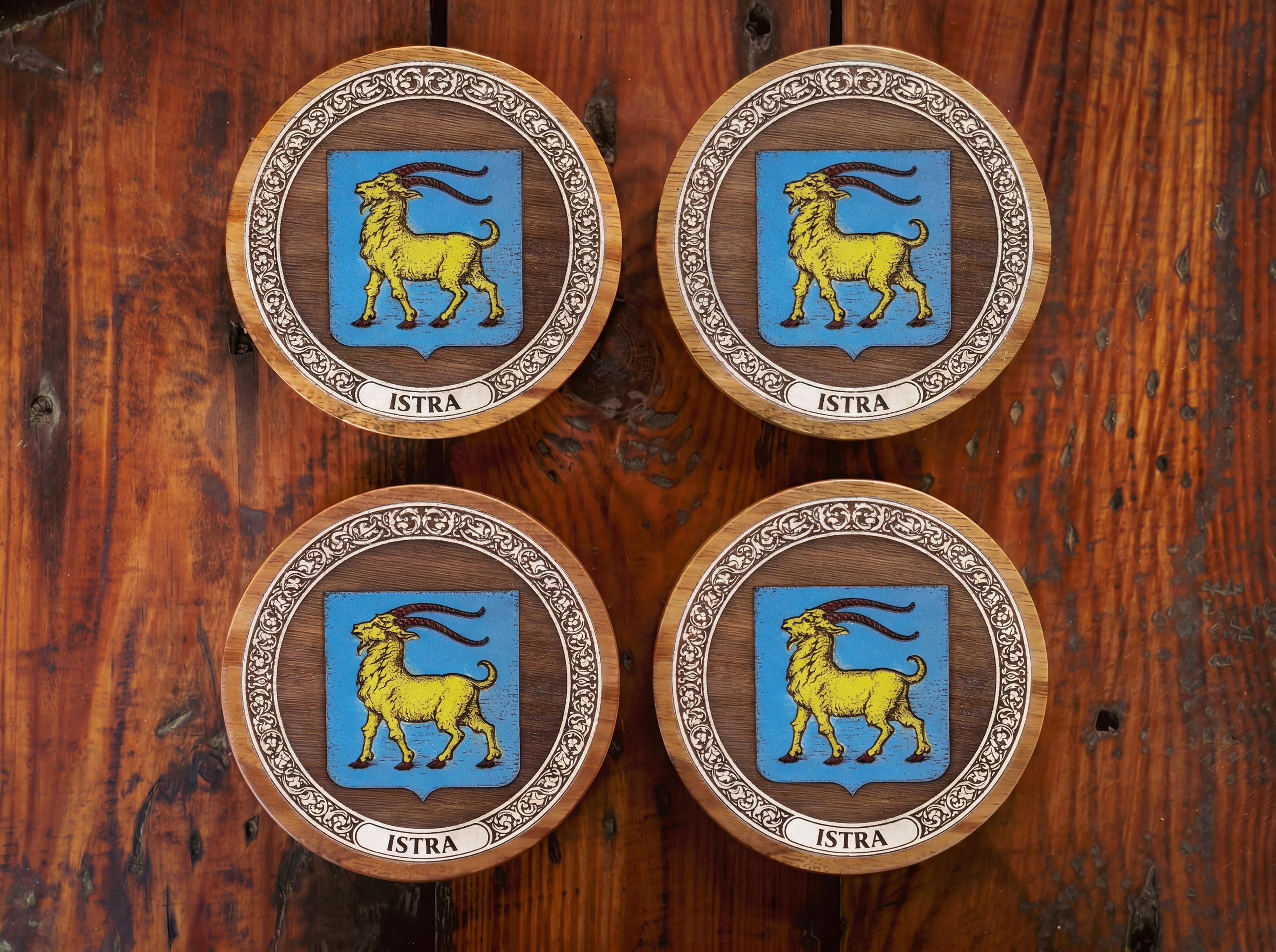 Istria Coat of Arms – Full-Colour Hand-Painted Coaster Set
