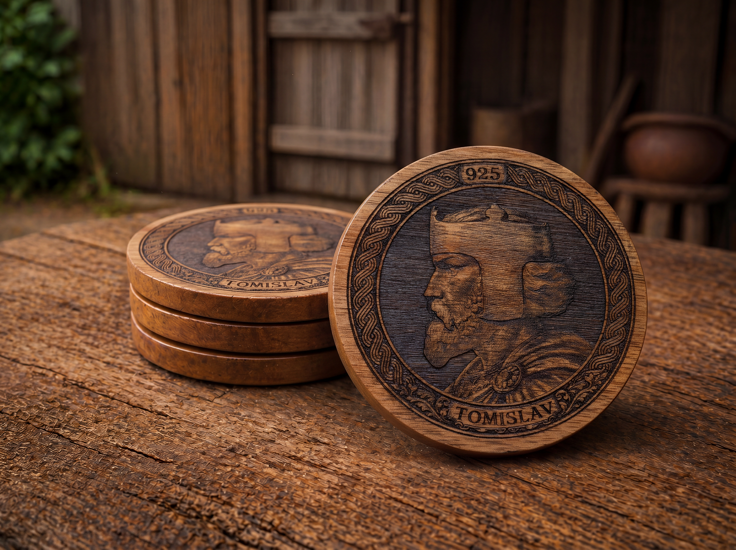 King Tomislav – Acacia Wood Coaster Set