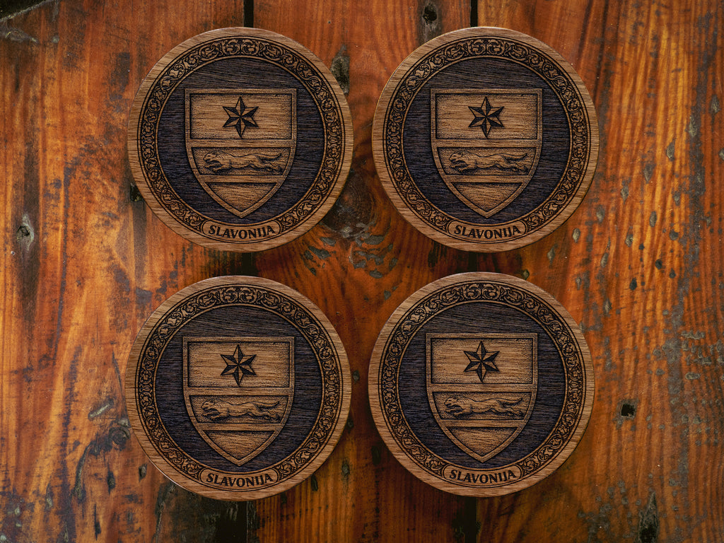 Slavonia Coat of Arms – Natural Engraved Coaster Set