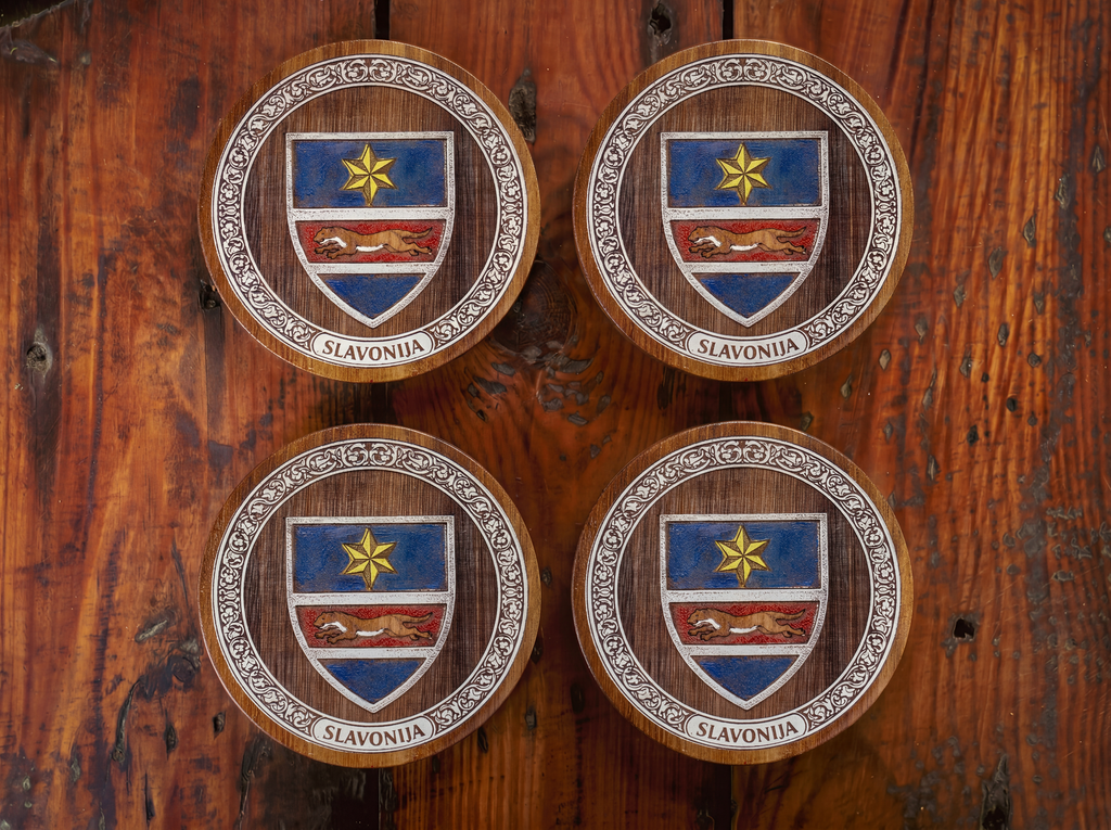 Slavonia Coat of Arms – Full-Colour Hand-Painted Coaster Set