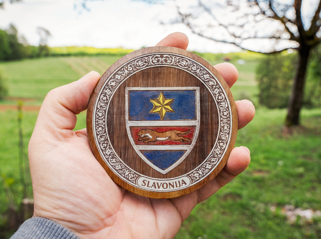 Slavonia Coat of Arms – Full-Colour Hand-Painted Coaster Set
