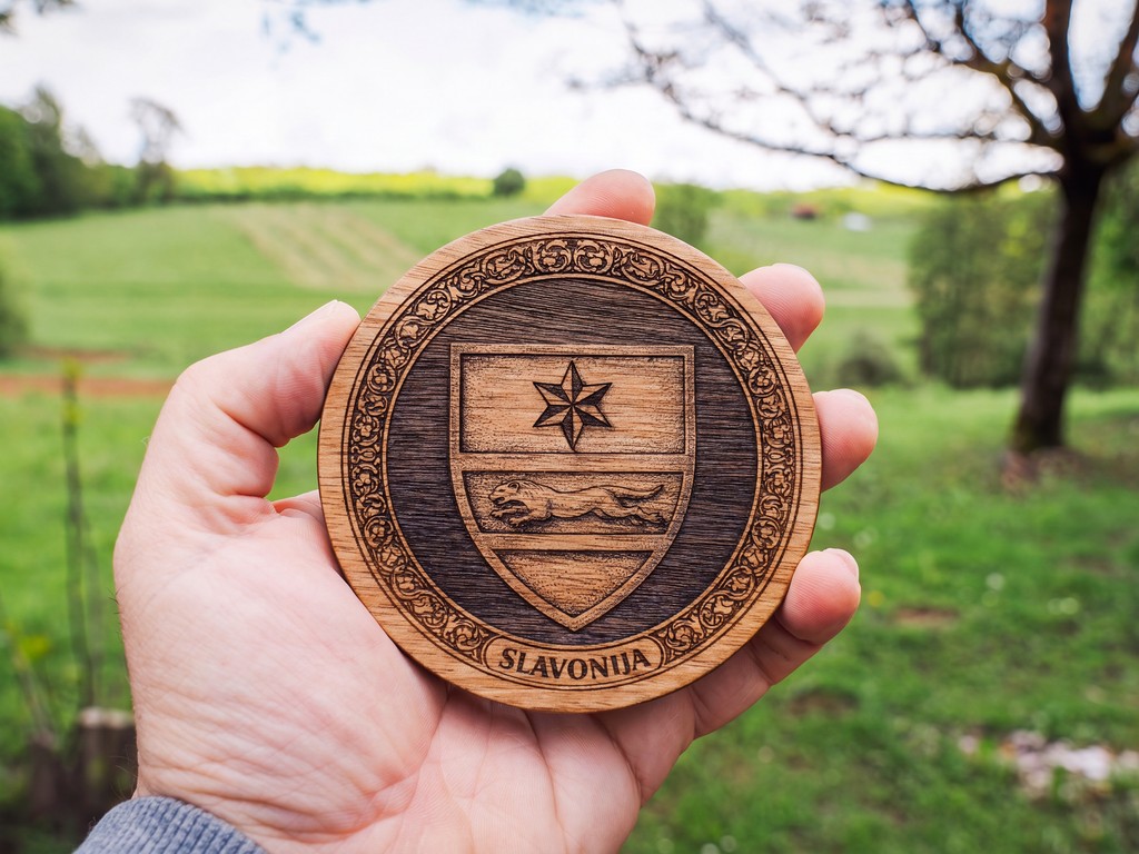 Slavonia Coat of Arms – Natural Engraved Coaster Set