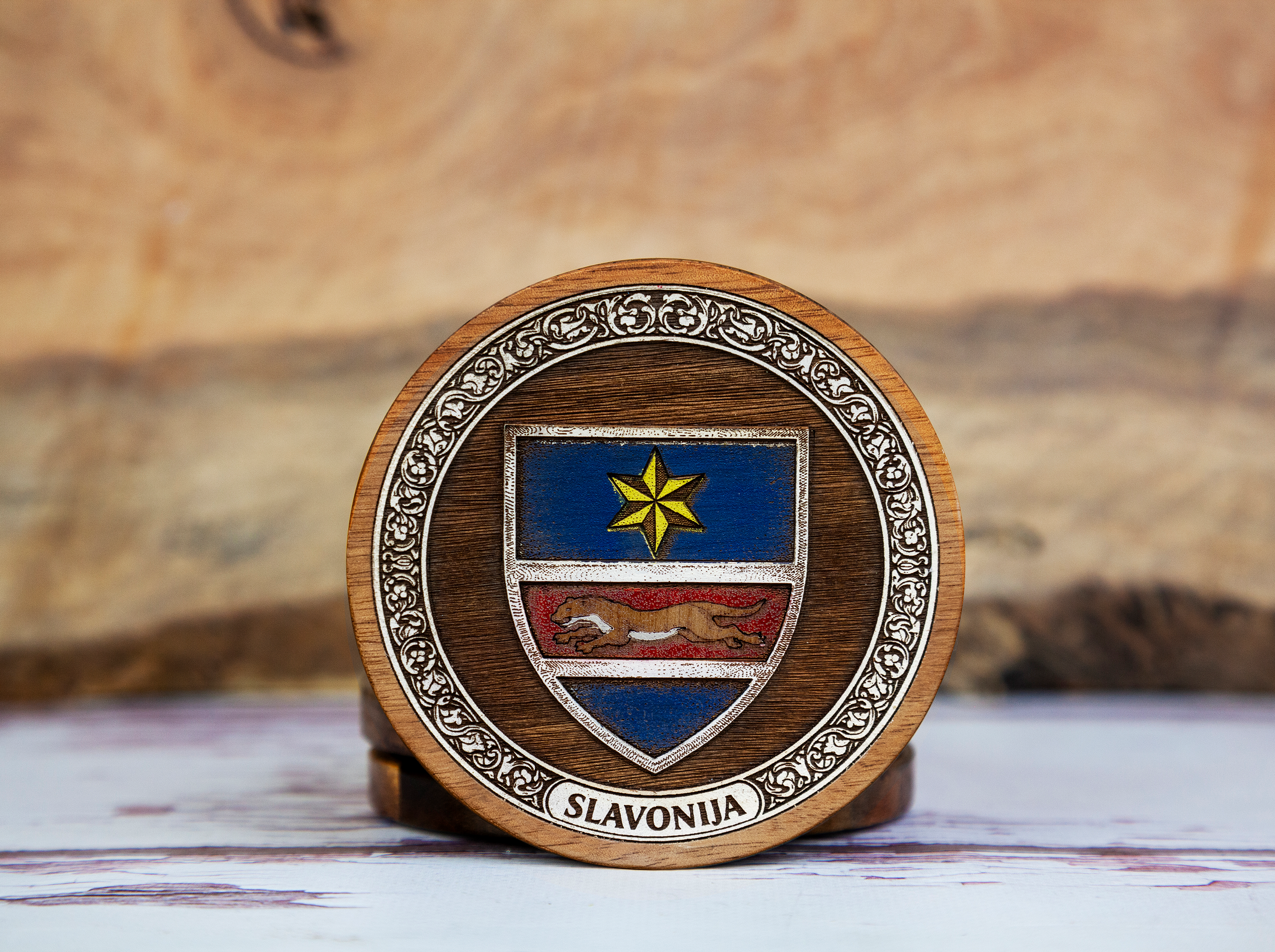 Slavonia Coat of Arms – Full-Colour Hand-Painted Coaster Set