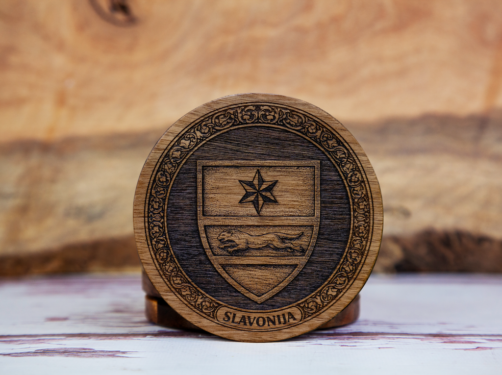 Slavonia Coat of Arms – Natural Engraved Coaster Set