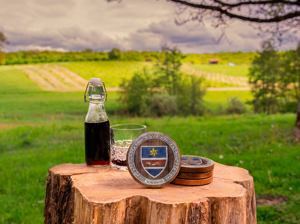 Slavonia Coat of Arms – Full-Colour Hand-Painted Coaster Set