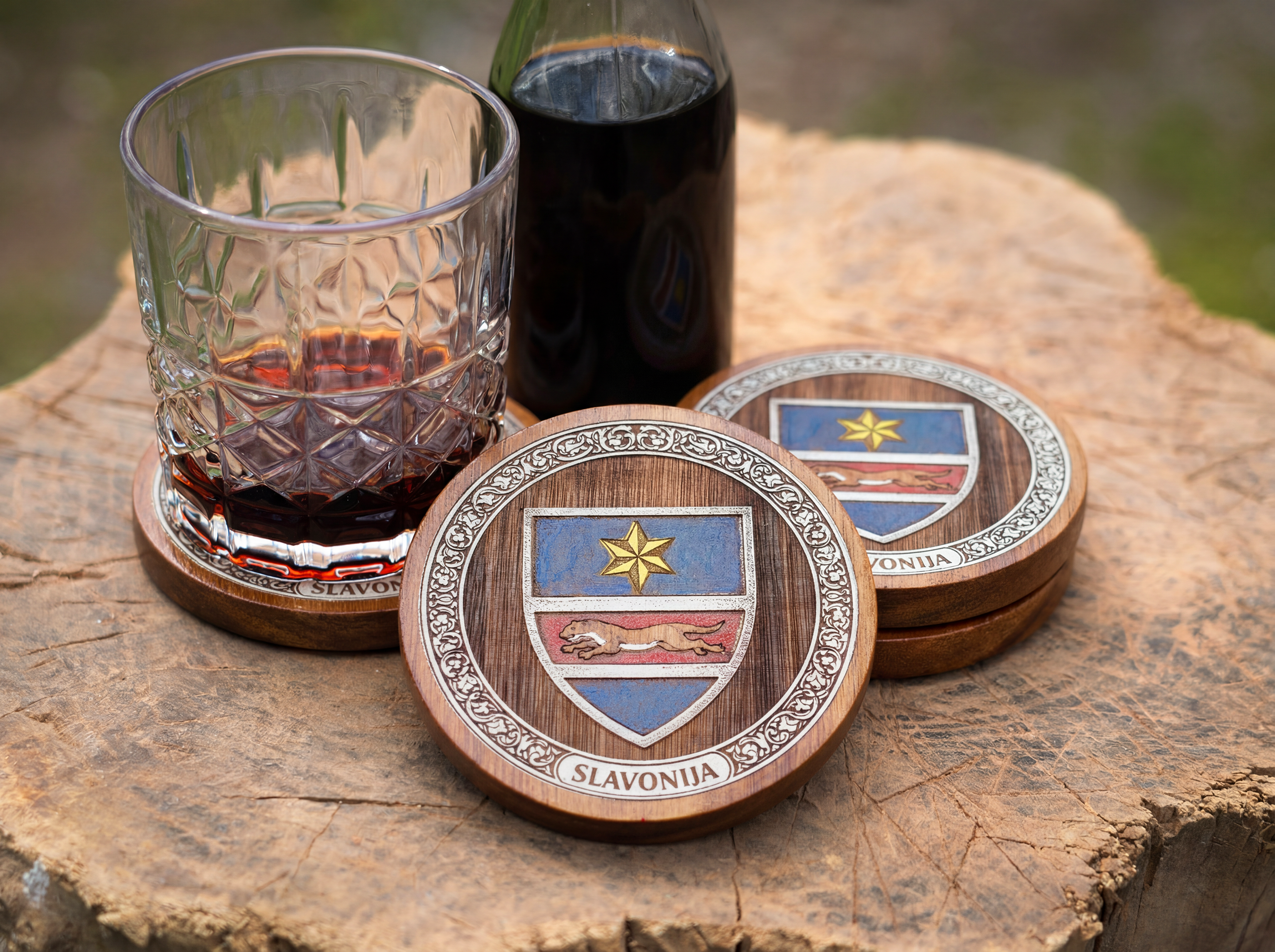 Slavonia Coat of Arms – Full-Colour Hand-Painted Coaster Set