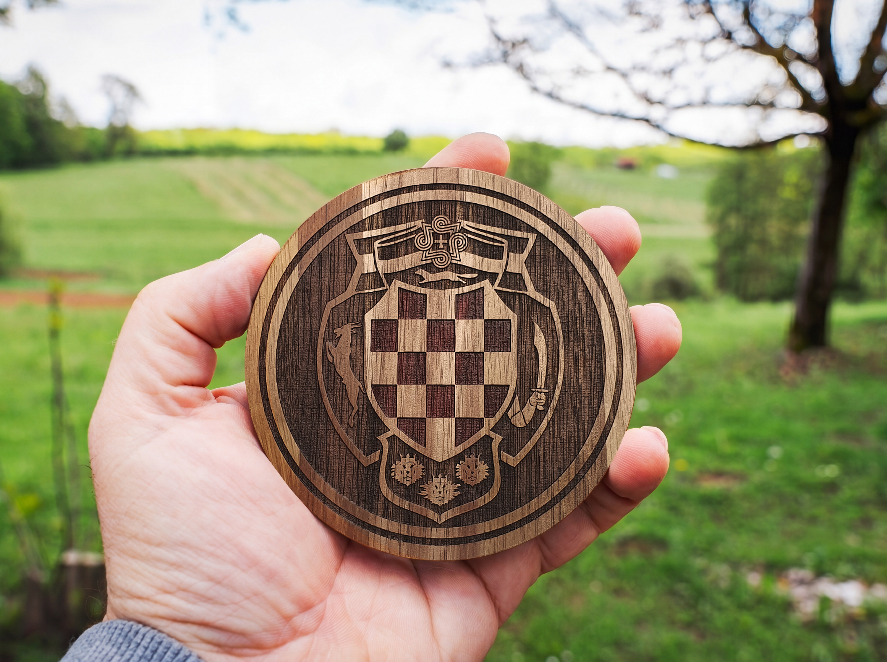 Old Croatian Coat of Arms – One-Colour Painted Coaster Set
