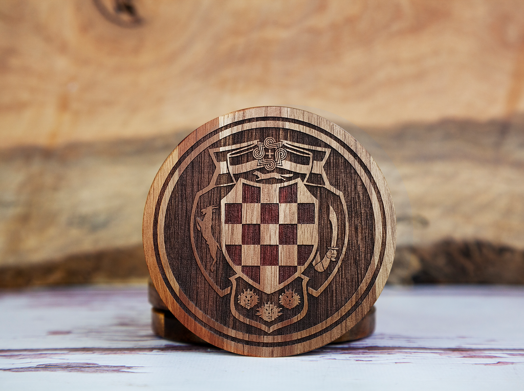 Old Croatian Coat of Arms – One-Colour Painted Coaster Set