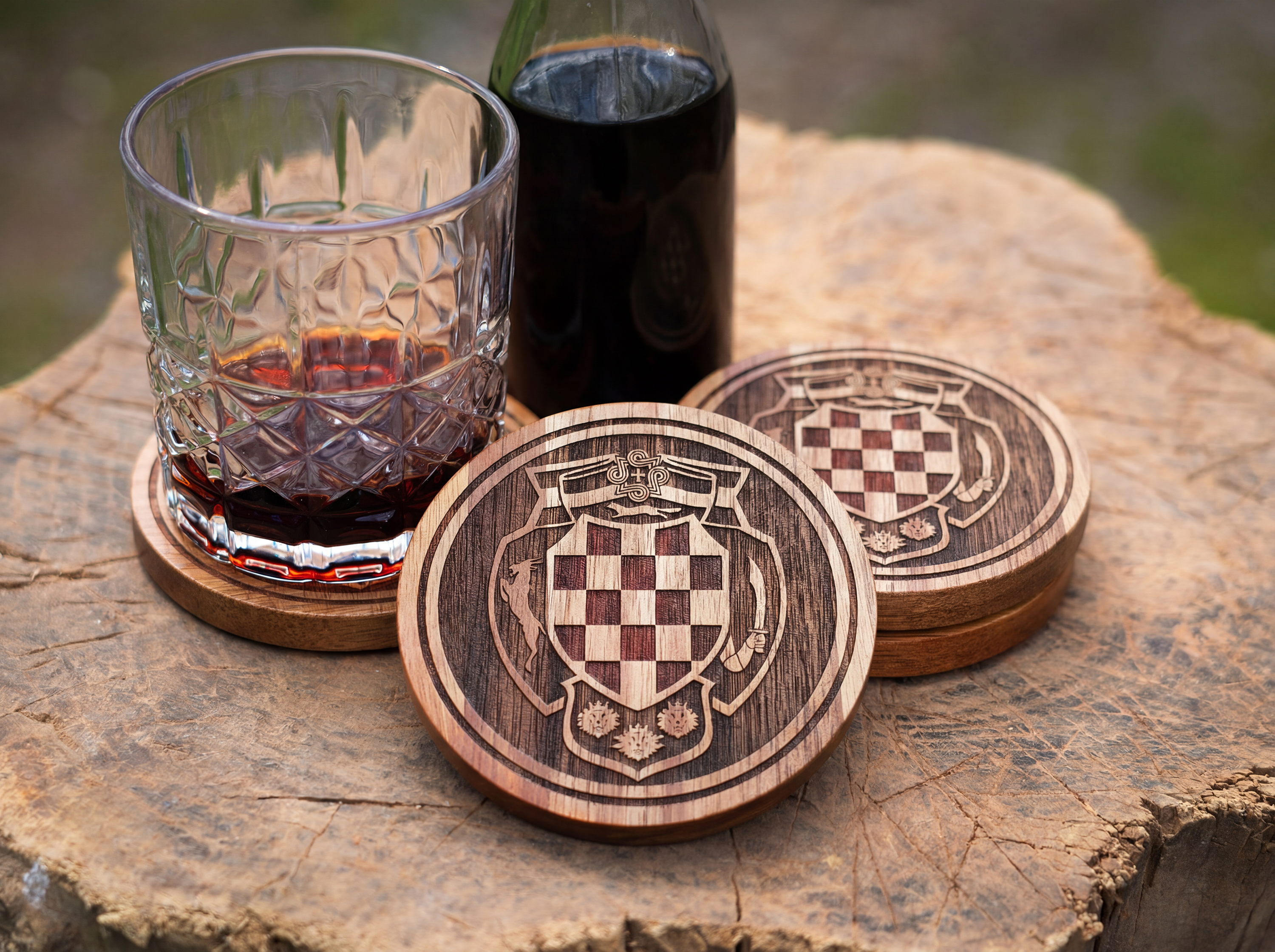 Old Croatian Coat of Arms – One-Colour Painted Coaster Set