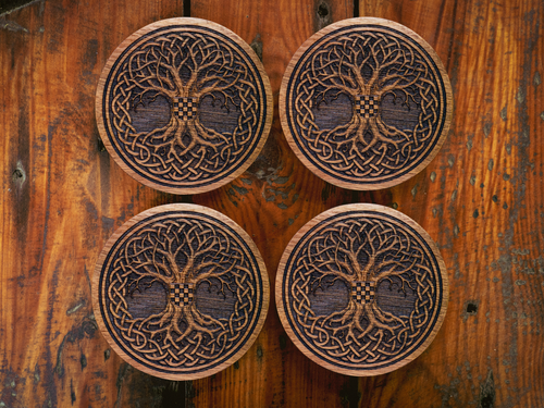 Croatian Tree of Life – Natural Engraved Coaster Set