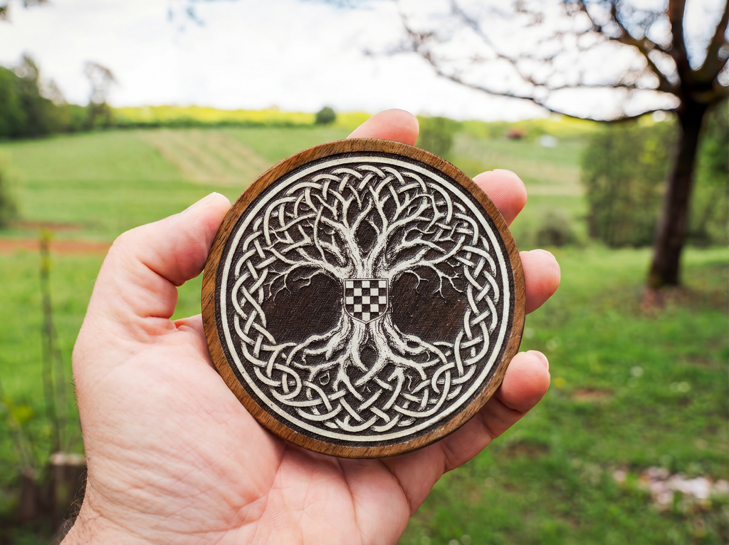 Croatian Tree of Life – White Painted Coaster Set
